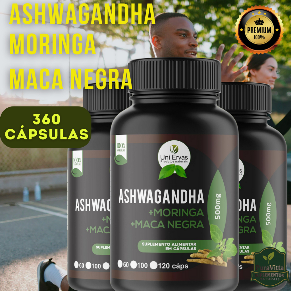 Ashwag@ndh@ + 2 Suplementos 100% Naturais - 120 Cápsulas 500Mg | Shopee ...