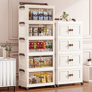 Caixa organizadora armario armazenamento dobrável empilhavel com porta rodinhas multiuso 3/5 portas em Oferta na Shopee