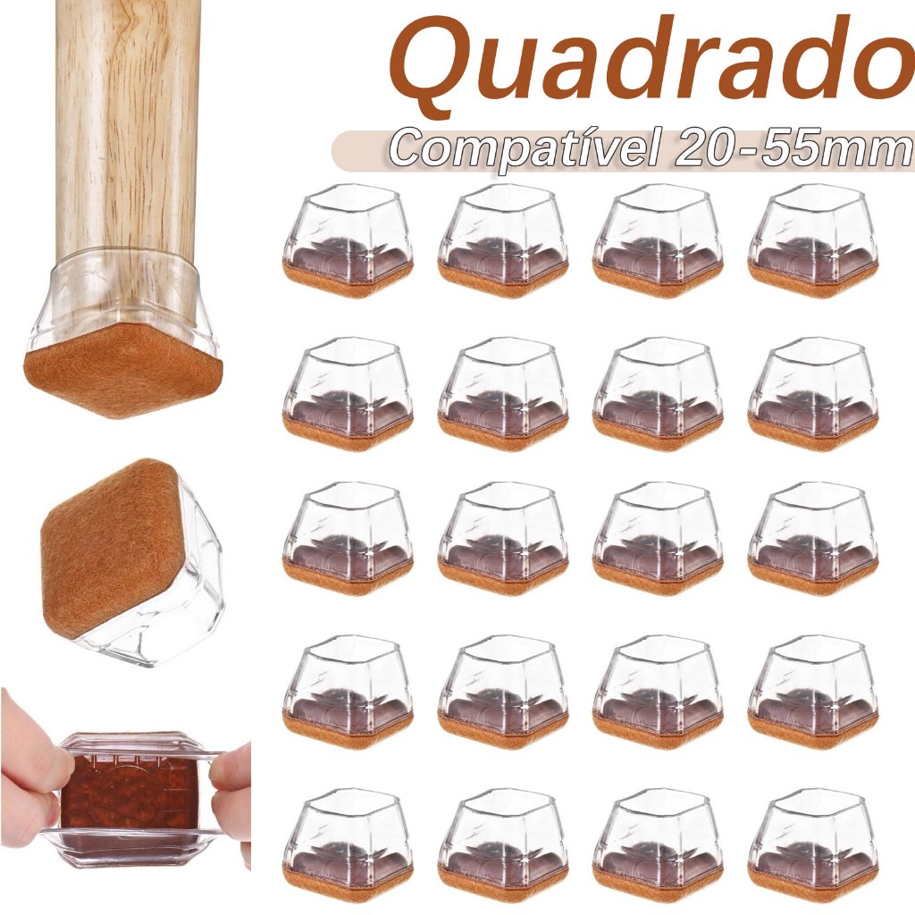 16 Peças protetor de cadeira silicone pés quadrado grande Protetor de mesa Feltro Evita Riscos