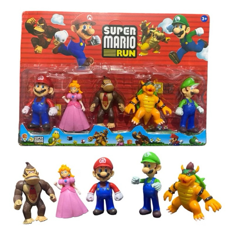kit 5 bonecos super mario coleção 15 cm / bonecos articulados super mário bros de pvc 12 cm envio imediato em Oferta na Shopee
