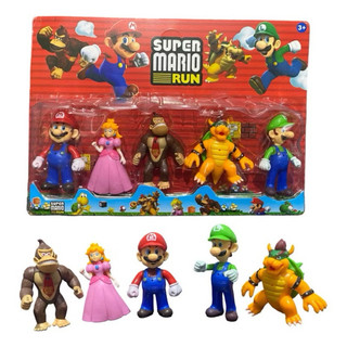 kit 5 bonecos super mario coleção 15 cm / bonecos articulados super mário bros de pvc 12 cm envio imediato em Oferta na Shopee