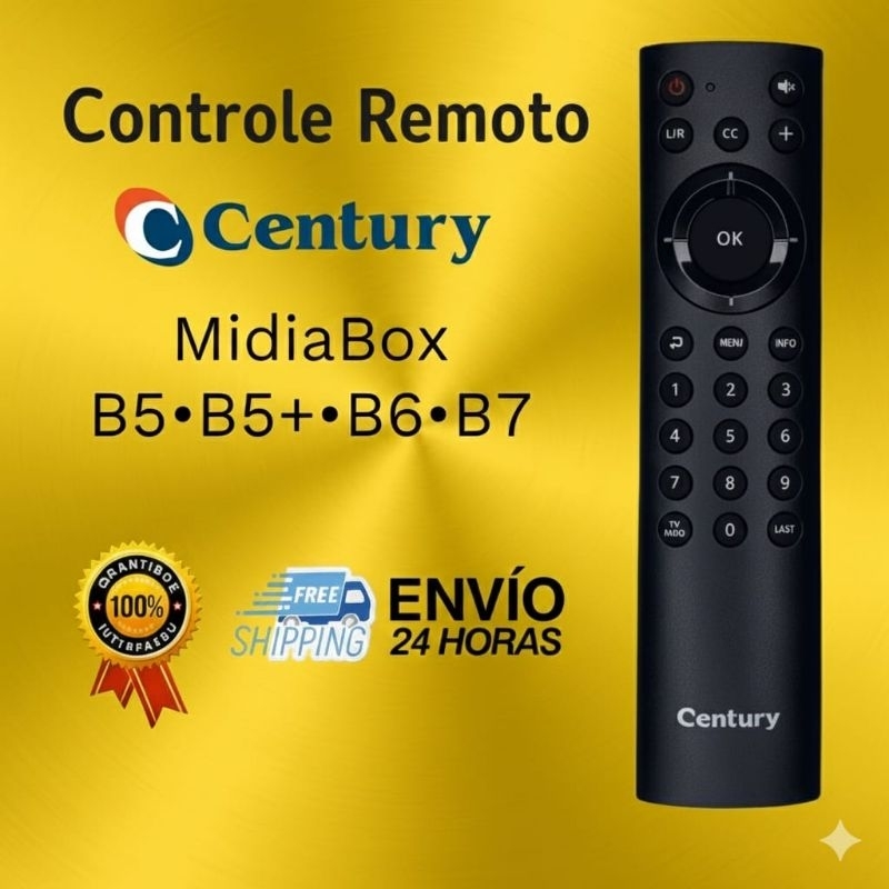 Controle Compatível Receptor Century MidiaBox B5 / B5+ / B6 / B7 ...