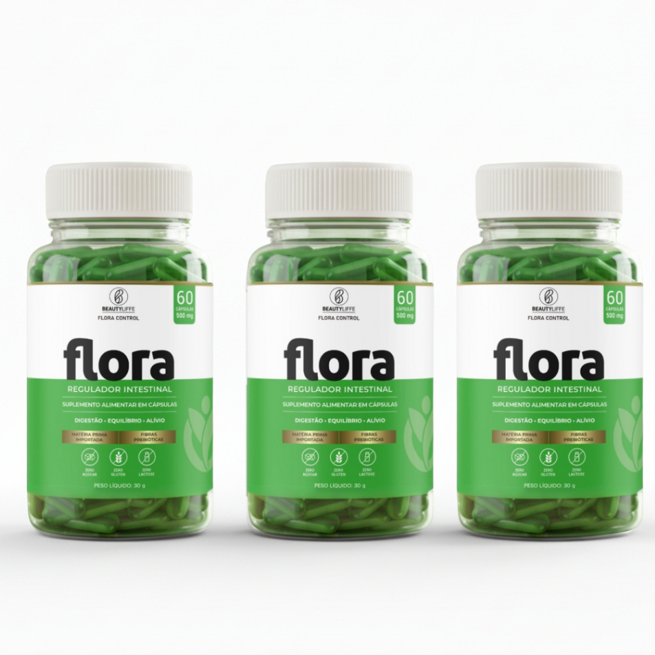 3x Flora Control 60 caps Beauty Liffe - Lactobacillus para Melhora