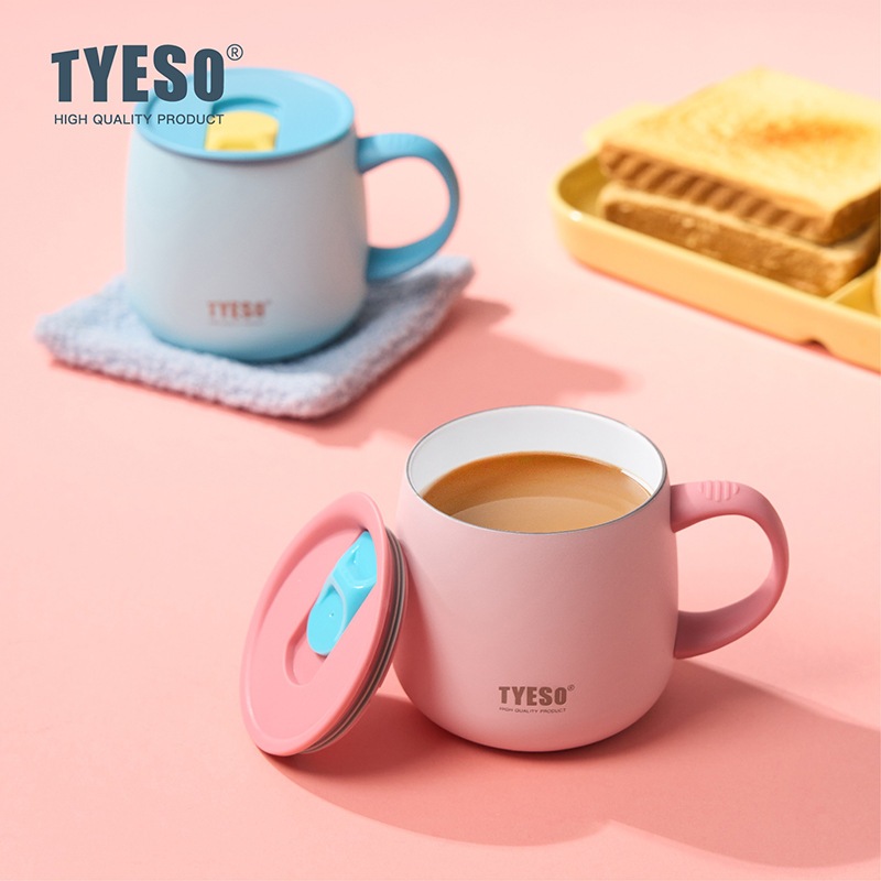 Caneca Xícara de café TYESO 355ML Com tampa contra poeira Ecológico e durável Revestimento cerâmico