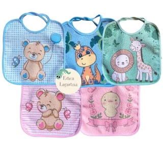 Babador Bebe kit com 6 forro Impermeável PVC Tecido 100% Algodão Felpudo em Oferta na Shopee