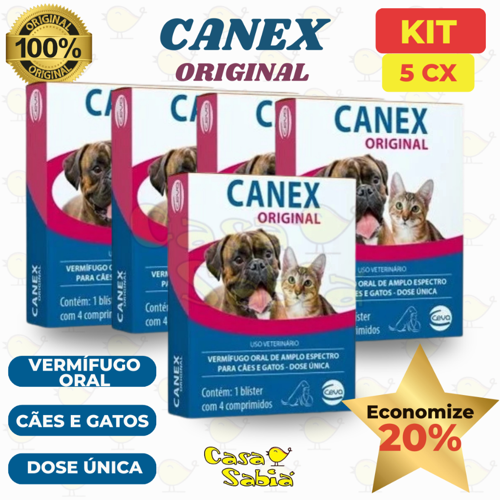 Vermífugo CANEX Original Cachorros (cães) e Gatos - Combo Econômico até ...
