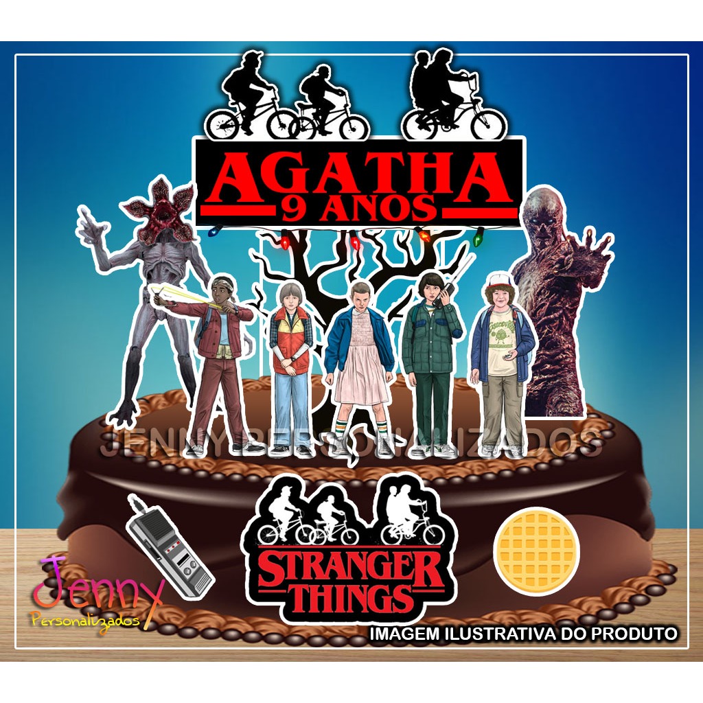 Topo Topper de Bolo Stranger Things Personalizado com nome e idade ...