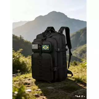 Mochila Militar Tática Impermeável 50 Litros Grande Reforçada com Bandeira do Brasil