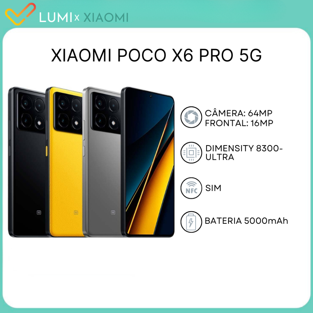POCO X6 Pro 5G Câmera 64MP, 256/8GB RAM, 512/12GB RAM (Versão