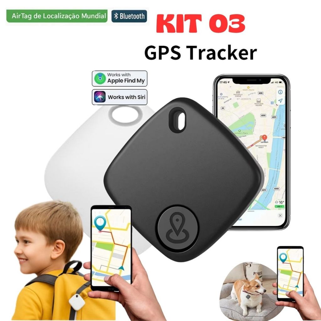 KIT de Rastreador GPS Smart Tag AirTag IPhone Localizador Mala Pet Moto ...
