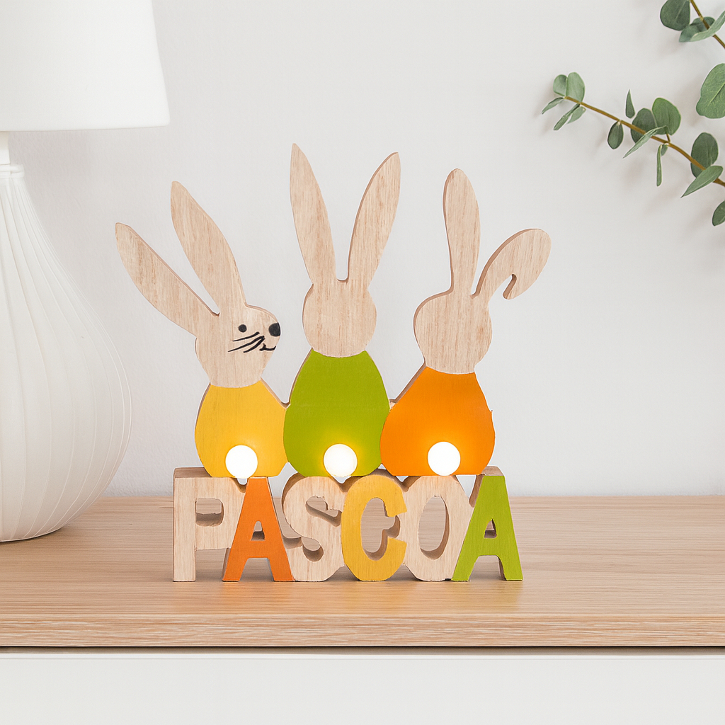 Placa Decorativa Coelho da Páscoa 3 Leds Decoração de Páscoa | Shopee Brasil