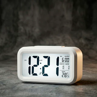Despertador Digital MM-128 com Sensor de Luz Automático, Alarme Crescente, Temperatura, Soneca e Timer LCD Portátil