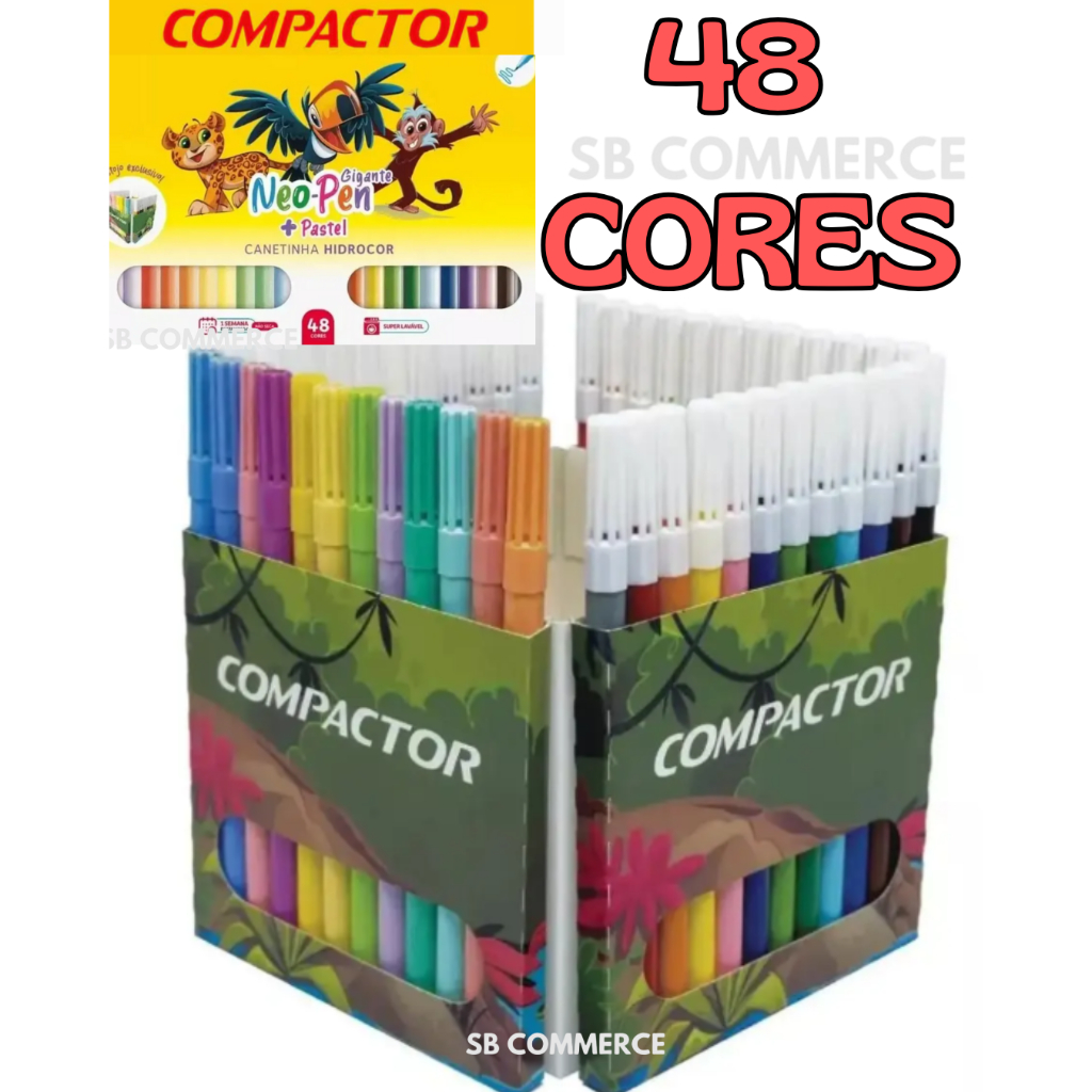 Canetinha Hidrográfica Neo-Pen Gigante 48 Cores Compactor Kit
