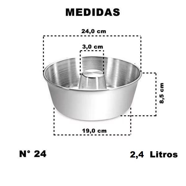 Forma de Pudim em Alumínio N°24 - Ideal para Bolos e Pudins com Borda ...