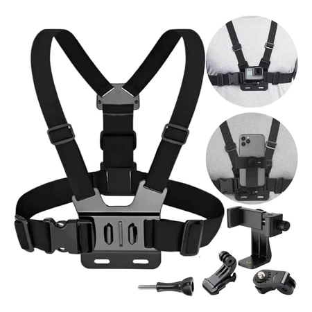 Suporte de peito ajustável para telefones celulares e câmeras GoPro para peito de motocicleta e bicicleta Envio rápido