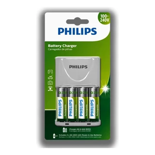 Carregador e 4 Pilhas AA Recarregável Philips SCB2445NB/59Carregador e 4 Pilhas AA Recarregável Philips SCB2445NB/59