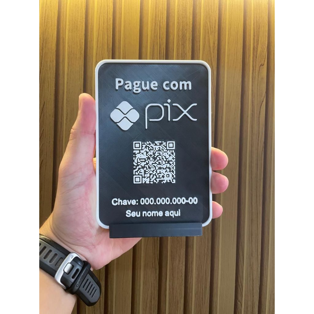 Placa PIX Personalizada com Sua Chave e Nome - Com suporte para balcão ...