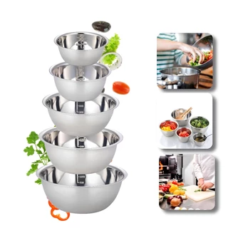 Conjunto 5 Bowls em Aço Inox Multiuso Tigelas Resistentes, Leves e Inoxidáveis para Cozinha