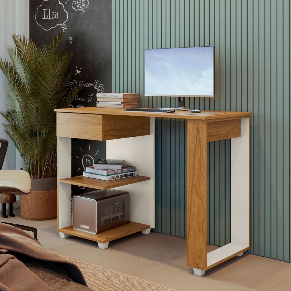 Mesa para Computador e Impressora Notebook MDF Escrivaninha Escritório ...