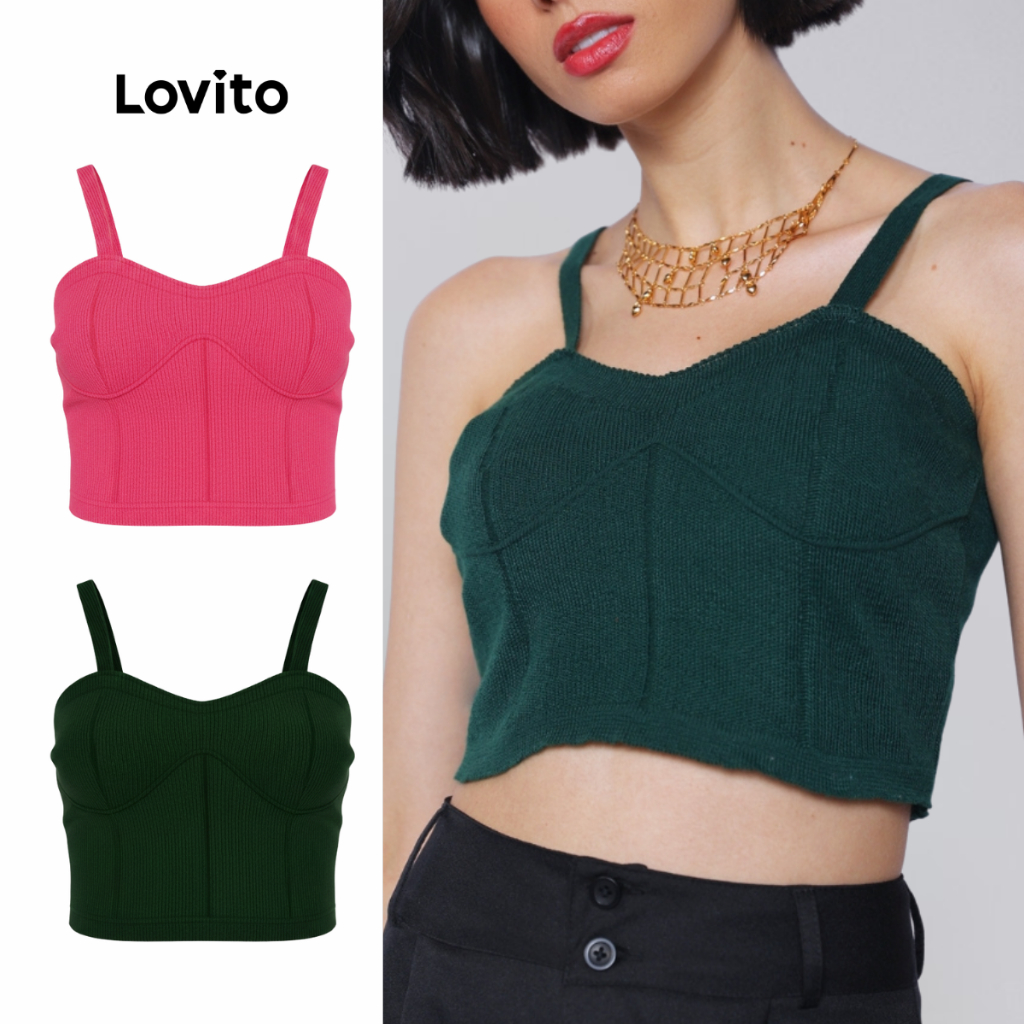 Lovito Top Cropped Alcas Fina Moda Tricot Corset LB1325BRL1355