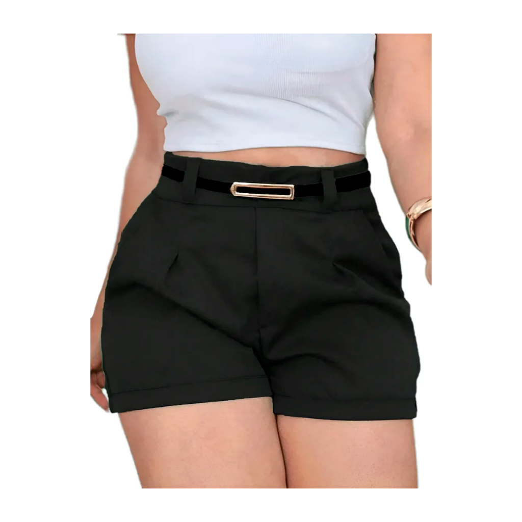 Short com bolso e cinto colorido