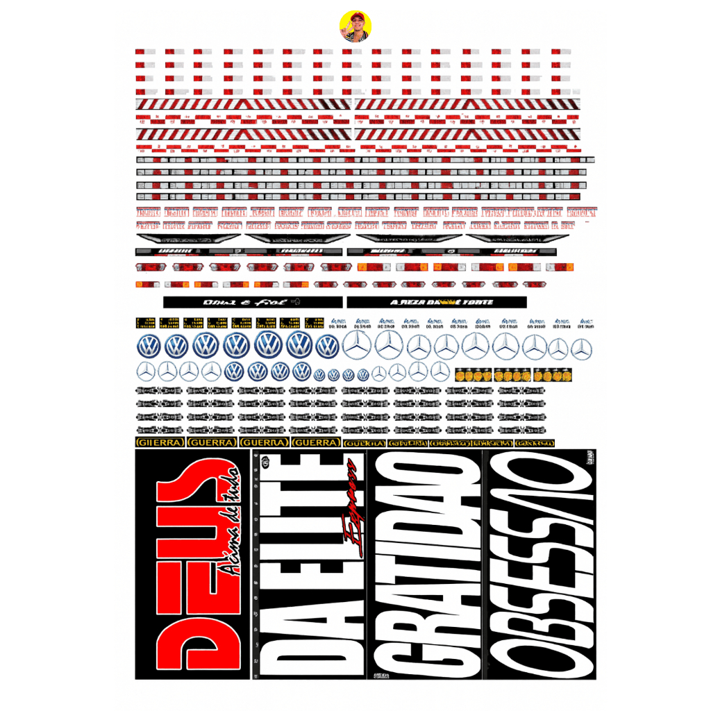 Cartela Adesivo BOB TRUCK e 1620 + DE 100 FIGURAS