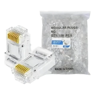 Kit Conector Rj45 Cat5e Banho De Ouro Cabo De Rede 100 Escolha a quantidade em Oferta na Shopee
