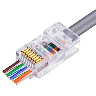 100X Conector RJ45 Vazado / Passagem EZ Crimp Cat.5E 8 Pinos em Oferta na Shopee