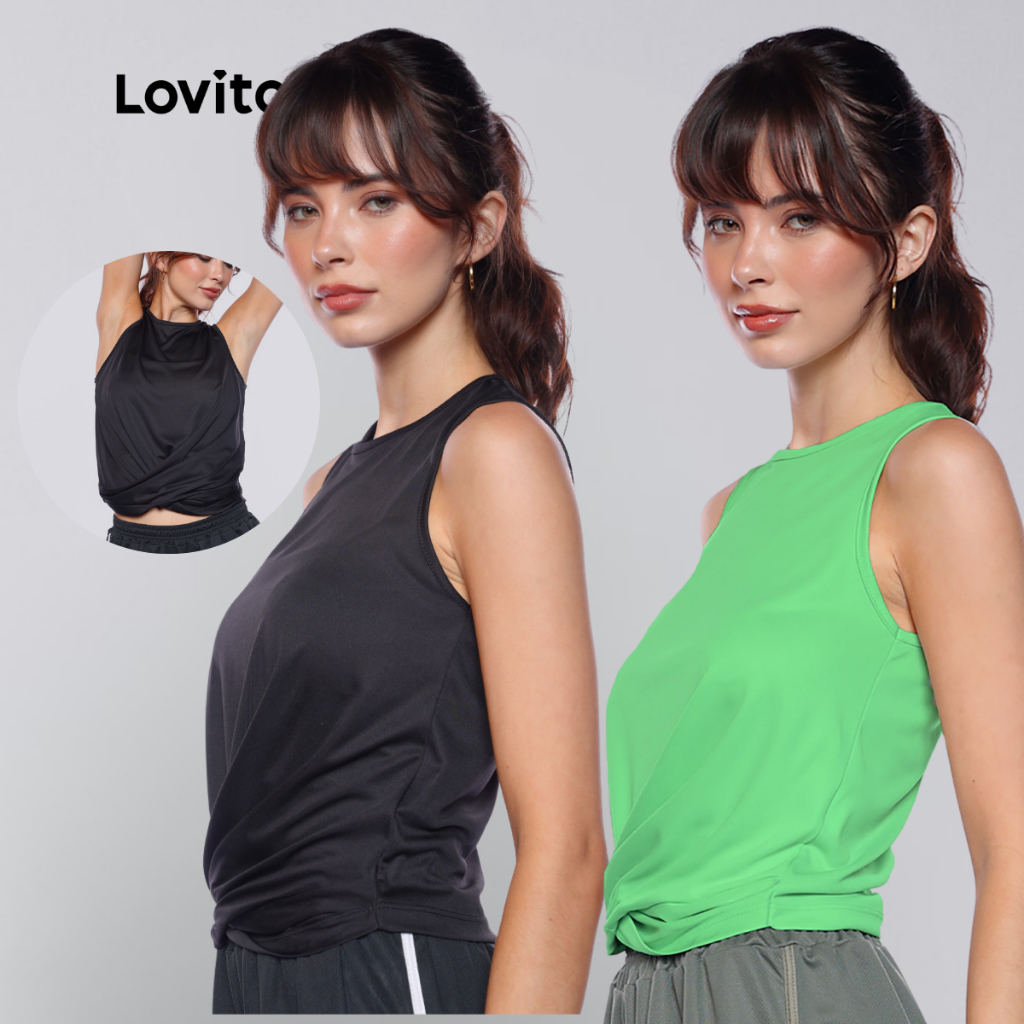 Lovito Top Cropped Academia Esportivo Feminino com Transpasse LB14851515