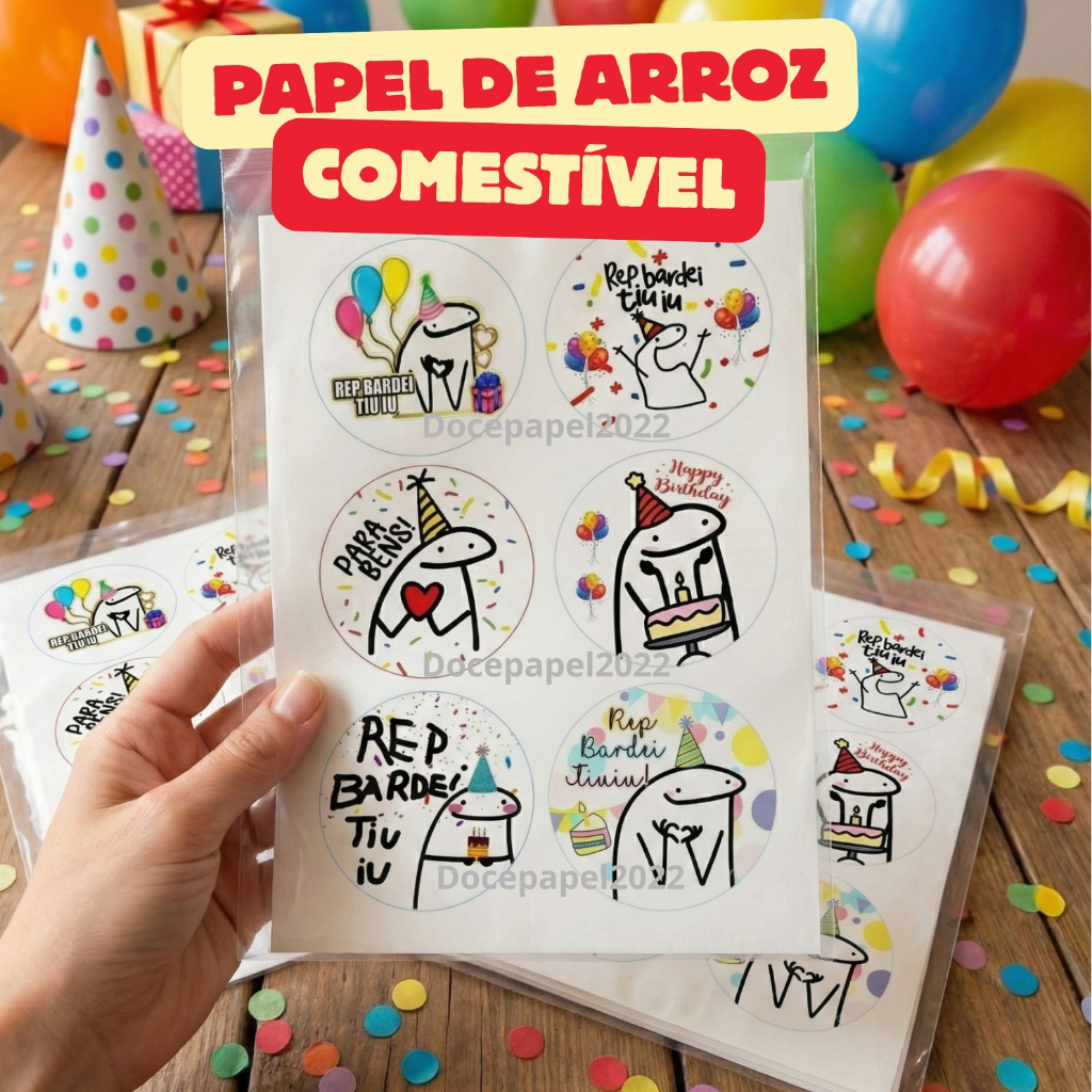 12 Papel de arroz bento cake comestivel flork aniversário di
