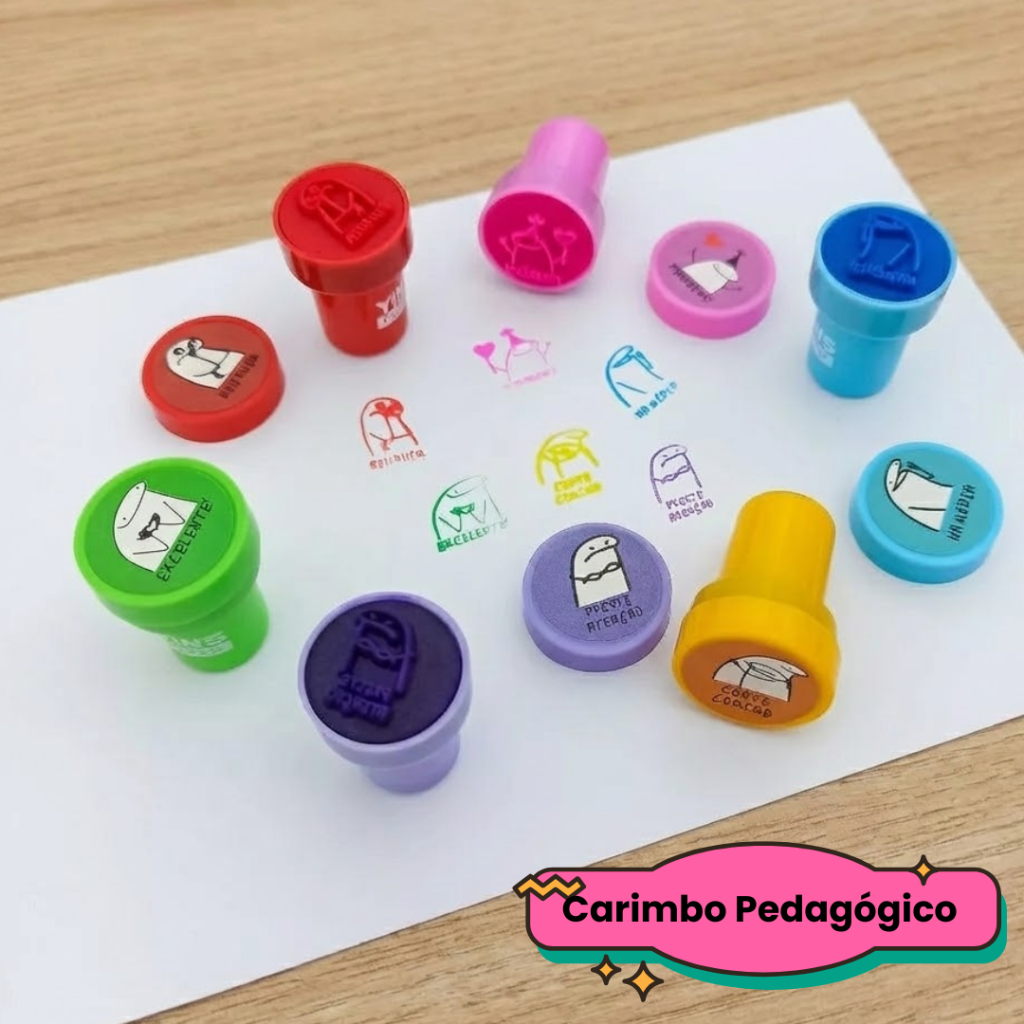 Carimbo Pedagógico Colorido Auto Entintado - Yins Escolar Personalizado ...