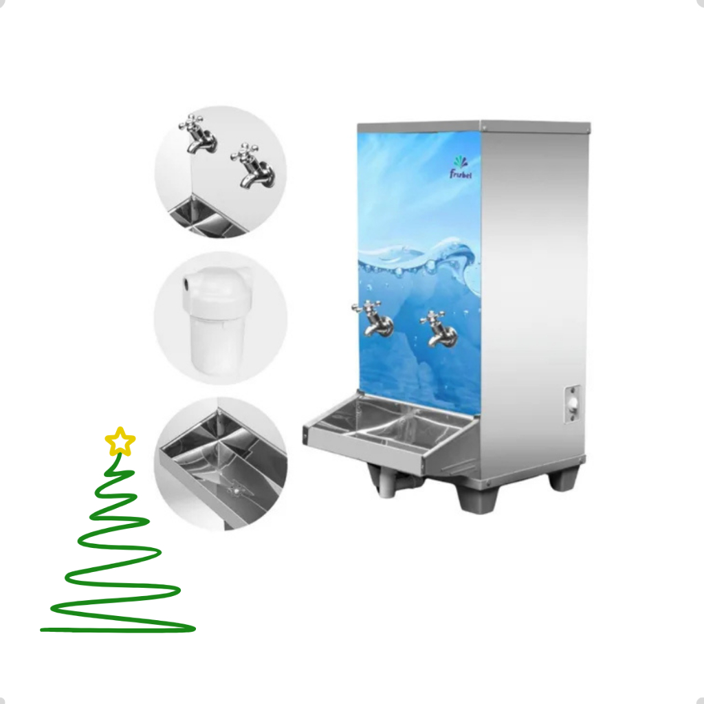 Bebedouro 25 Litros Frisbel aço Inoxidavel com Refrigeração Rápida e Gás Ecológico - 2 Torneiras