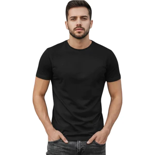 Camiseta Masculina Algodão 30.1 Slim Fit Básica Lisa Preta Branca Casual Lazer e Dia a Dia