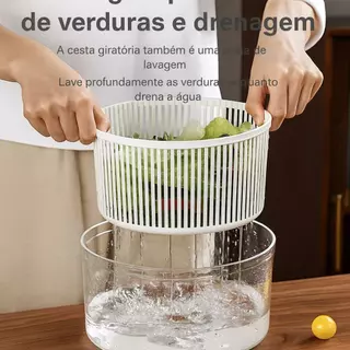 Secador de Salada Organizador Manual Folhas Giratório Legumes Verduras Alface Alimento