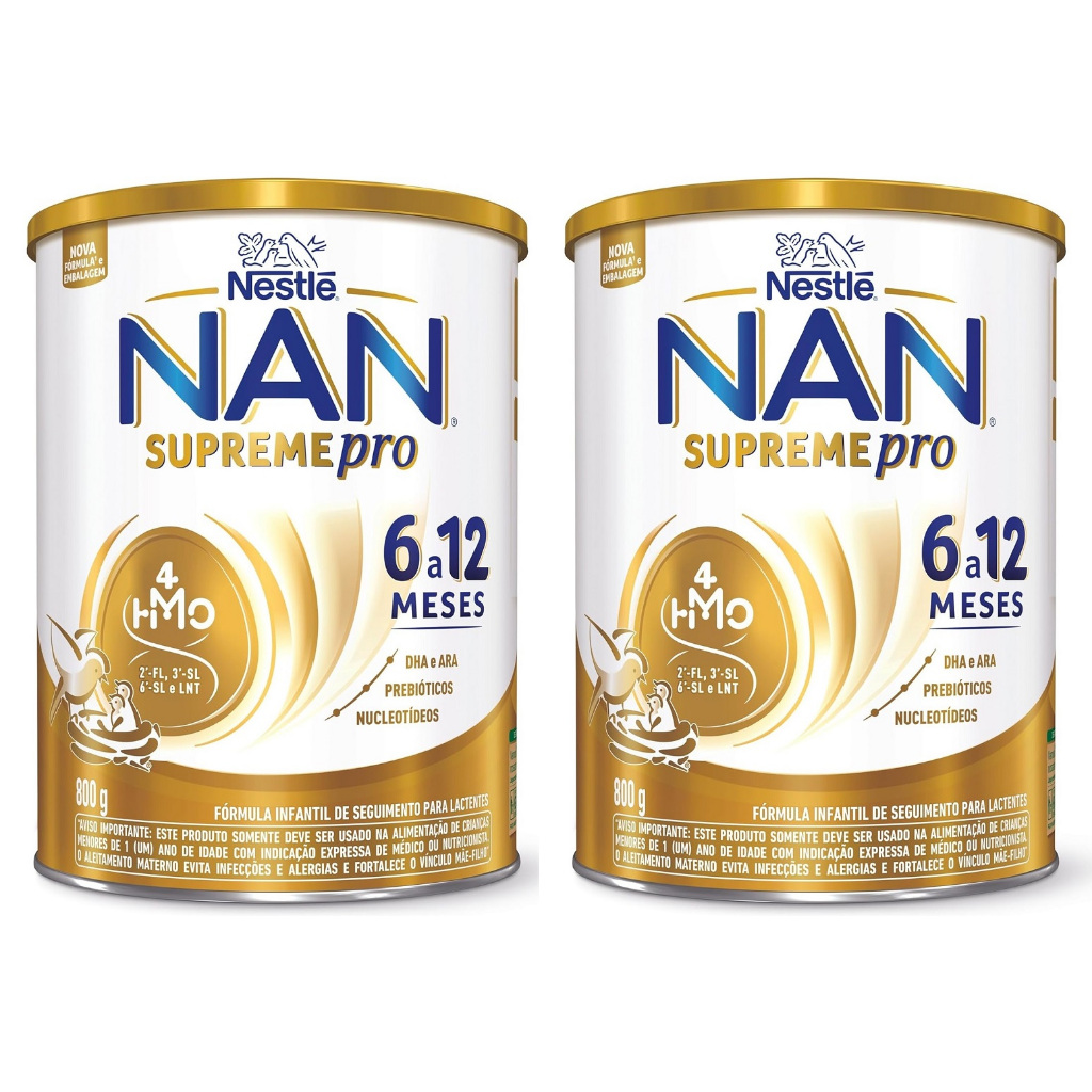 1 Kit c/ 2 Latas NAN Supreme Pro 800gr 6 a 12 meses (AMARELO) | Shopee ...