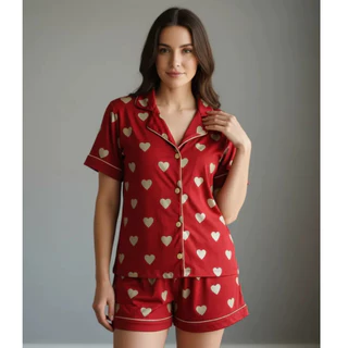 Pijama Americano Curto Feminino Adulto Gola e Botões Verão Malha Conforto Para Dormir Amamentação em Oferta na Shopee