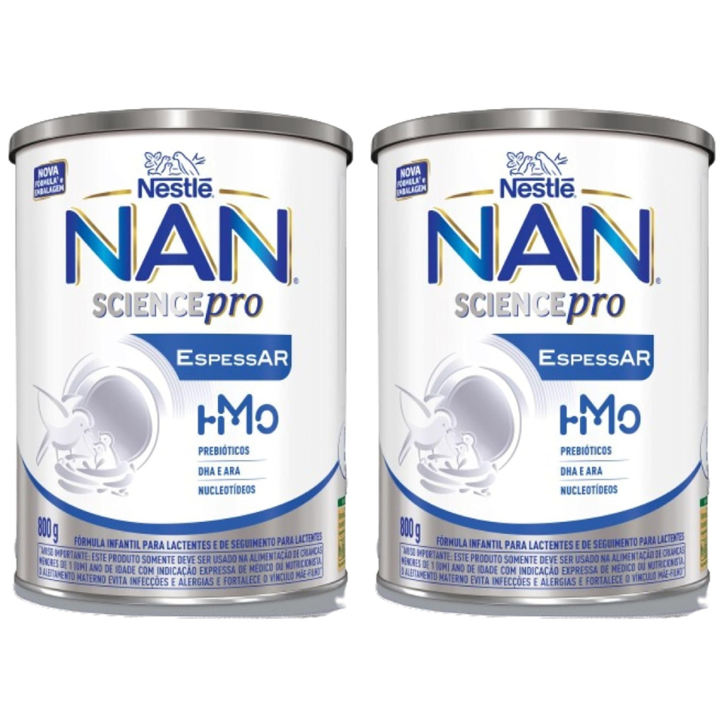 Kit 2un NAN Fórmula Infantil Nan Espess A.R. 800G (PRATA) | Shopee Brasil
