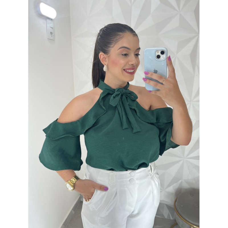 blusa elegante, sofisticada multiformas 3 em 1 tecido duna | Shopee Brasil