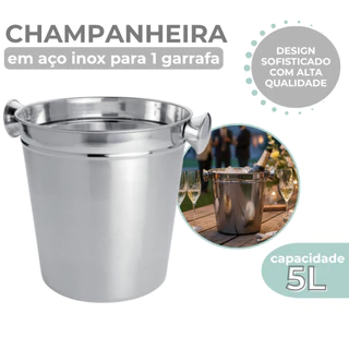 Balde De Gelo Champanheira Inox 4 Litros D20,5xA20cm em Oferta na Shopee