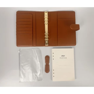 Um Kit de Planner Caderno Fichario A5--Marrom