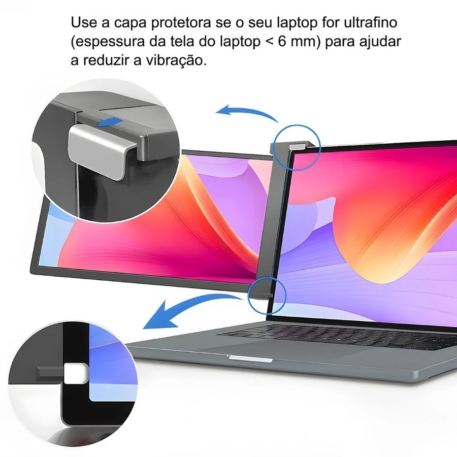 Monitor Triplo Portátil para Notebook 16:9 1080p IPS – Extensor de Tela Leve e Compacto — foto 4 de 4