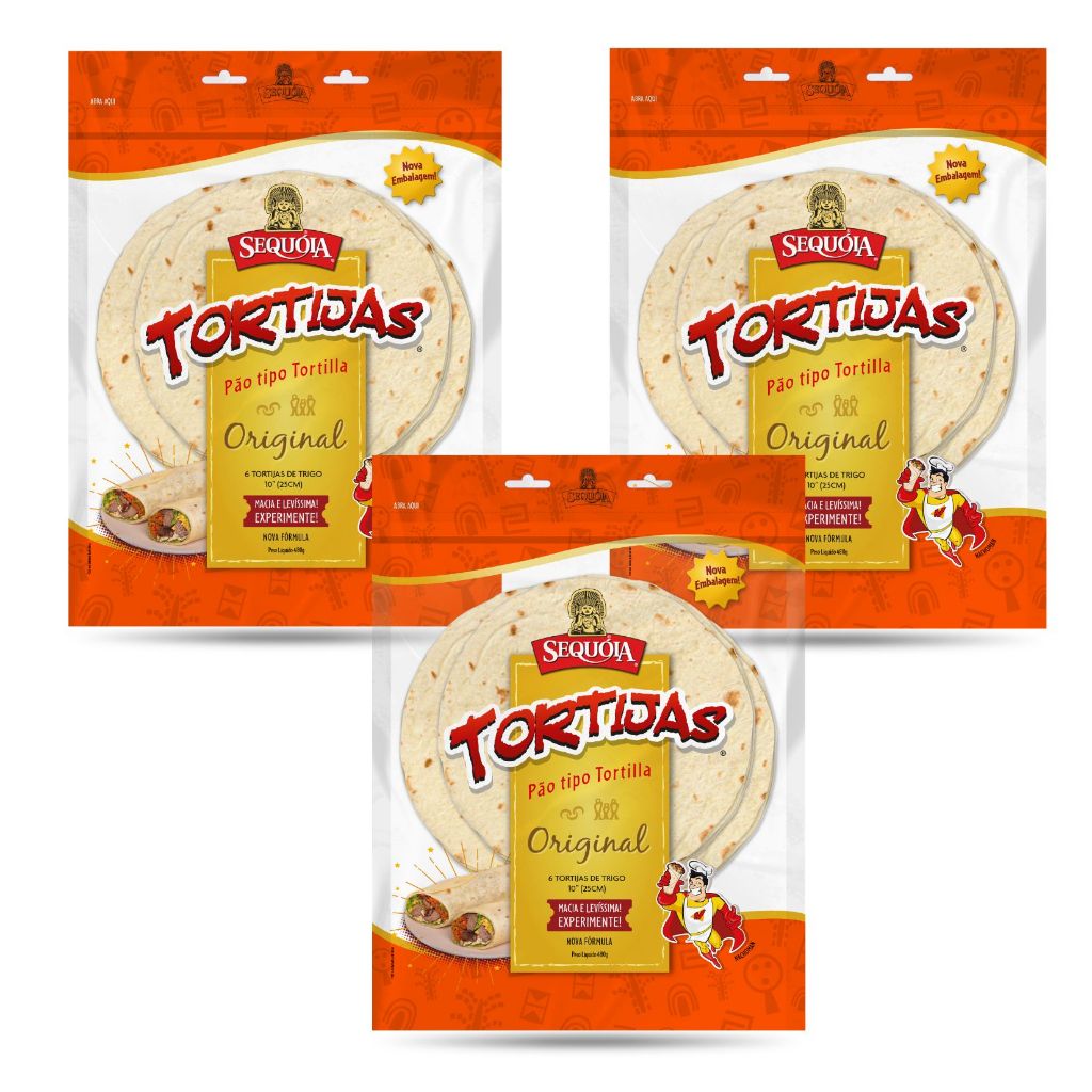 Pão tipo tortilha original Tortijas Sequoia - 03 unidades