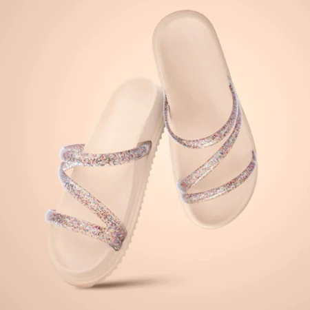 Sandalia Feminina Papete Birken Plataforma Com Glitter