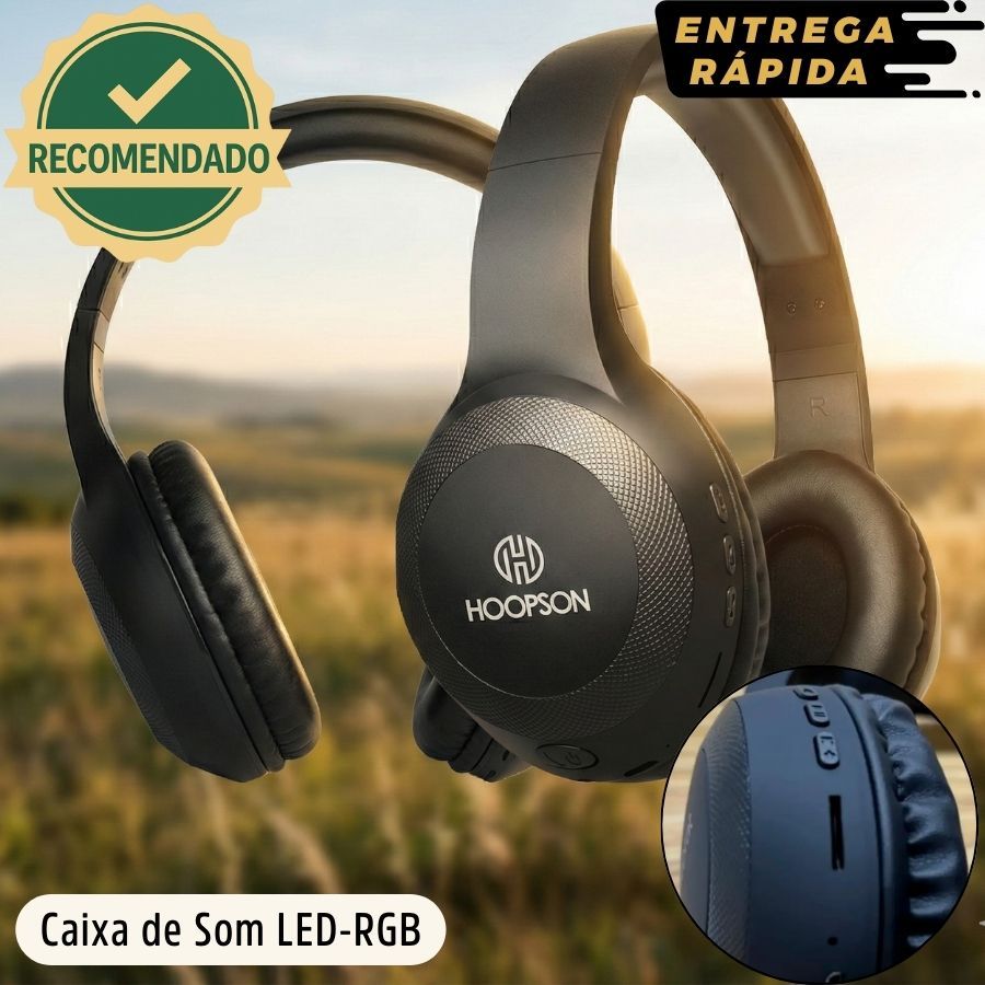 Headphone Bluetooth Hoopson F-401-CZ Sem Fio FM MicroSD USB P2 Microfone Cancelamento Envio Imediato
