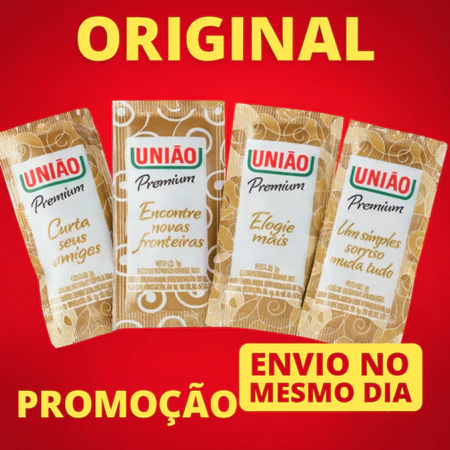 Sache de Açúcar União 5g Pacote Individual Caixa com 50 Açúcar Refinado para Café, Chá e Sobremesas