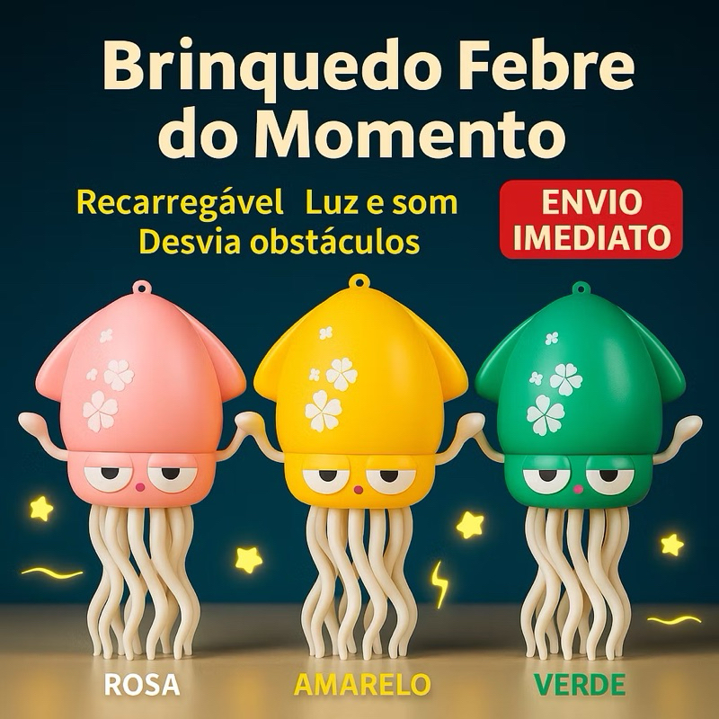 Brinquedo Polvo Eletrônico Recarregável com Luz e Som, Desvia Obstáculos – Infantil Febre do Momento TikTok