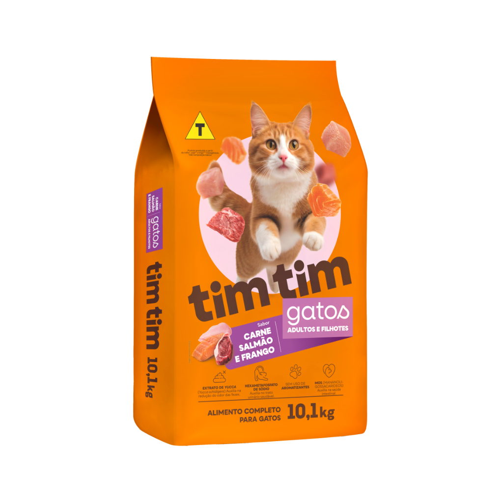 Ração Para Gatos Premium Tim Tim Cat Carne Salmão E Frango 10KG ...