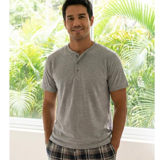 Pijama Conjunto Masculino e Fresco com Shorts e Camiseta de Manga Curta e Calça de Poliéster Fino Confortável 4625 em Oferta na Shopee