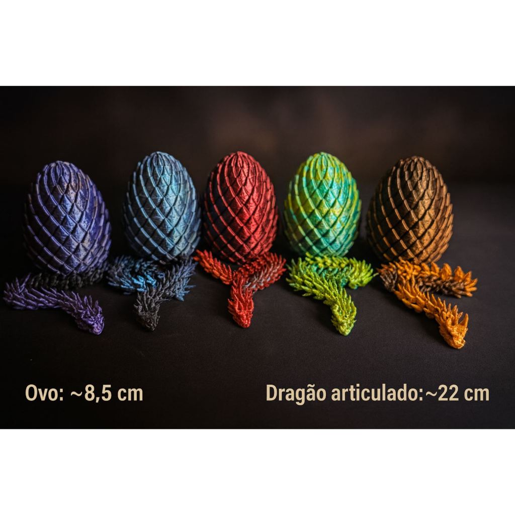 Ovo de Dragão + Dragão Articulado 22cm – Impressão 3D Dual Color
