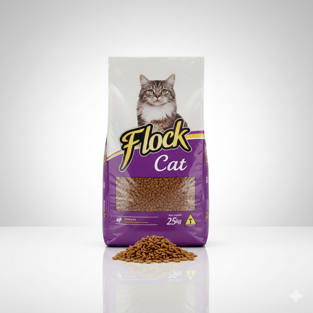 Ração Flock Cat Gatos Adultos Mix carne, peixe e frango - 25kg | Shopee ...